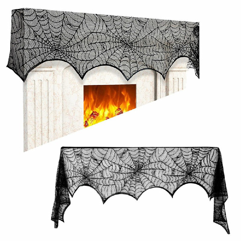 Large Black Lace Spider Cloth Design Halloween Fancy Dress Party Decoration