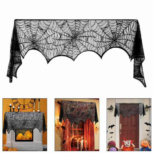 Large Black Lace Spider Cloth Design Halloween Fancy Dress Party Decoration