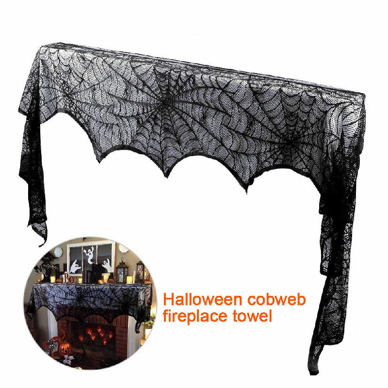 Large Black Lace Spider Cloth Design Halloween Fancy Dress Party Decoration