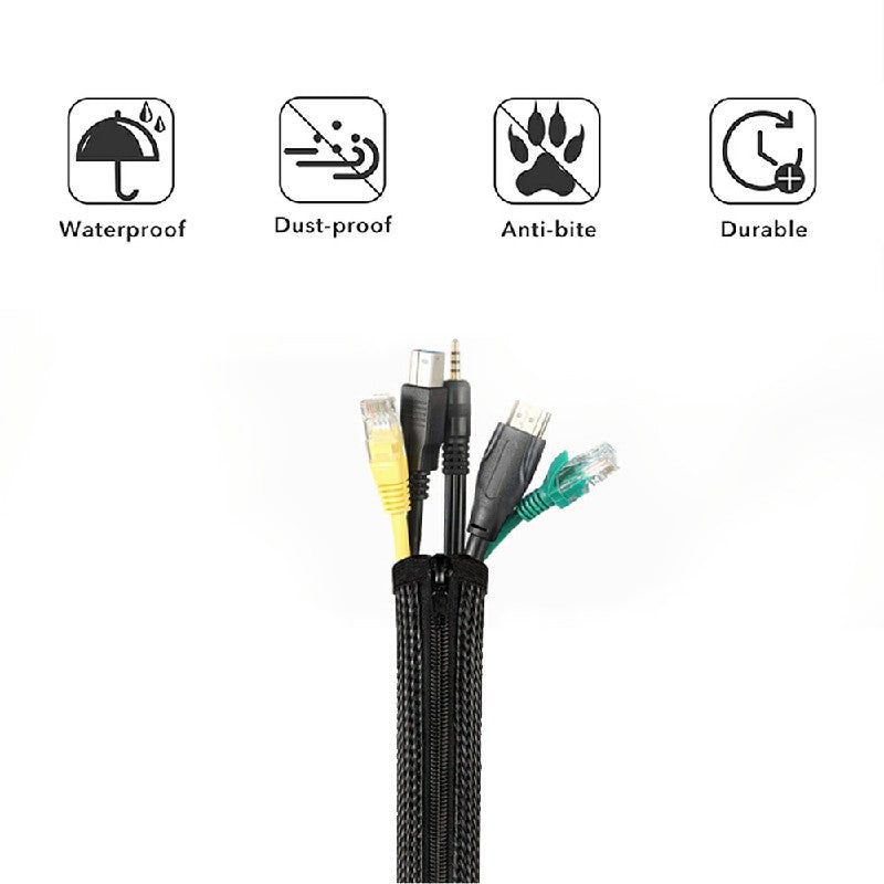 1.2M Desk Cable Tidy Zip Sleeve for Wire Management and Accessory Cover UK Stock