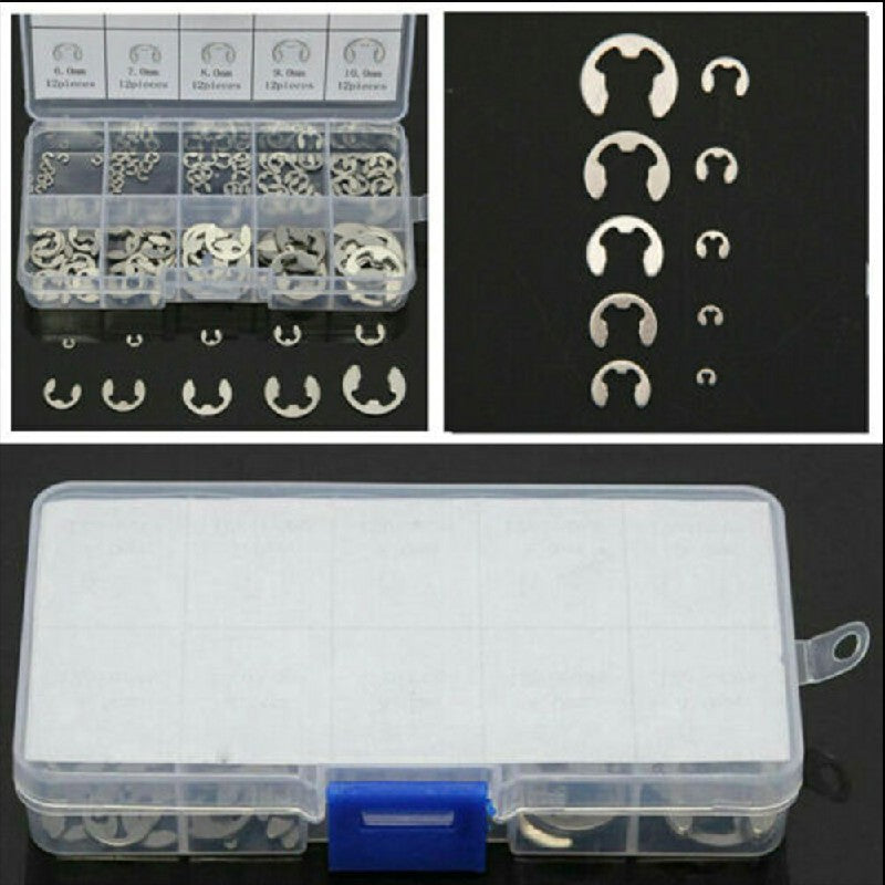 120 pcs Assorted M1.5 - M10mm Stainless Steel E Clips Kit Retaining Ring