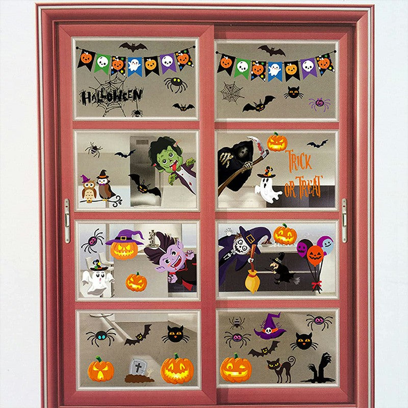 9 Sheets Window Stickers Halloween Decoration Witch Stickers