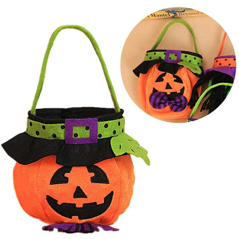 Pumpkin Candy Bags with Smile Tote Bags Sweet or Treat Bags, Suitable for Halloween Use of Children