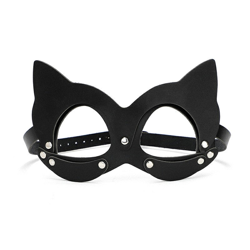 Lady Leather Masks Cat Mask Half Face Mask for Cosplay and Halloween Party