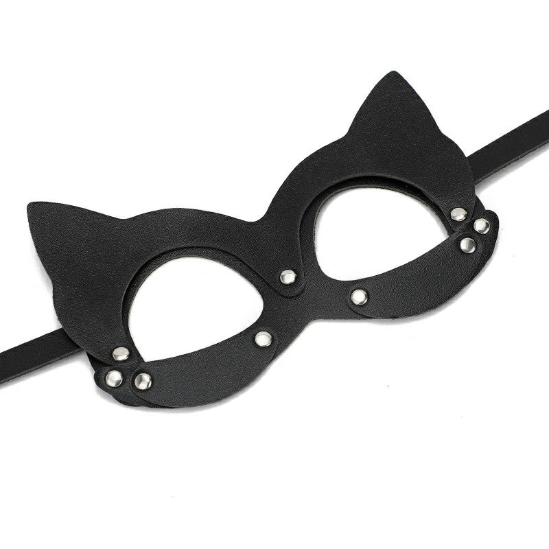 Lady Leather Masks Cat Mask Half Face Mask for Cosplay and Halloween Party