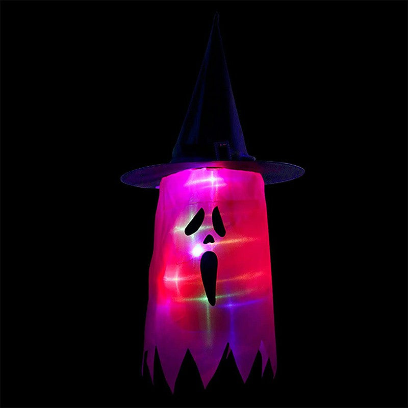 LED Light Ghost Windsock Halloween Decor Garden Decor Props Party Home Hanging - Yellow/ Hot Pink/Pink