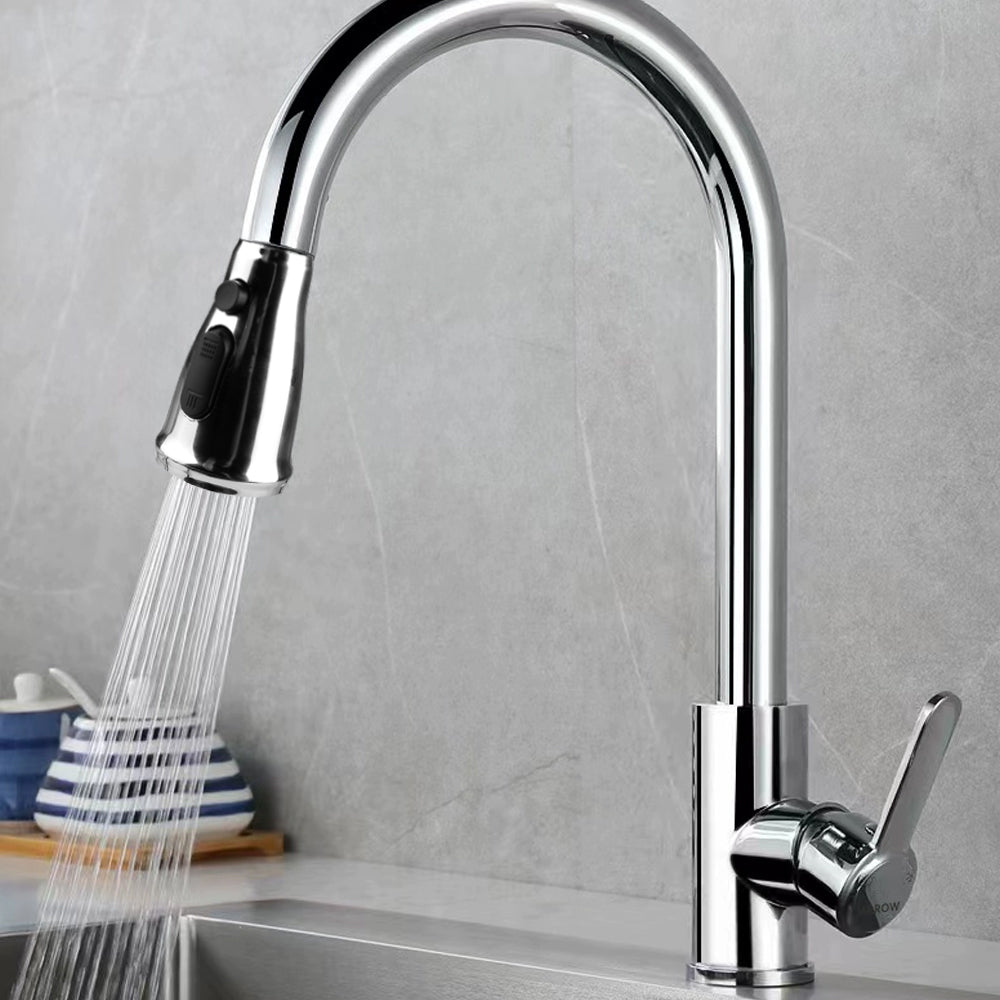 Kitchen Taps Sink Mixer Pull Out Spray Tap Single Faucet - Silver