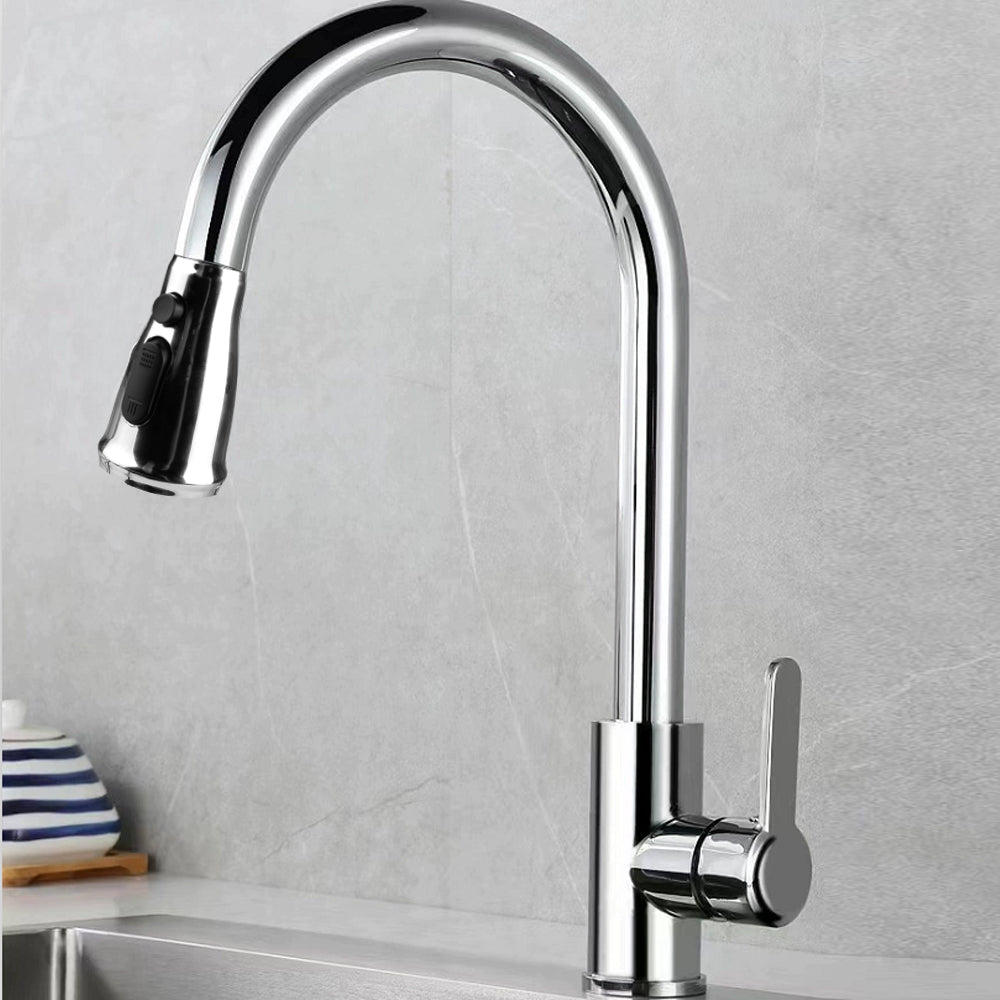 Kitchen Taps Sink Mixer Pull Out Spray Tap Single Faucet - Silver