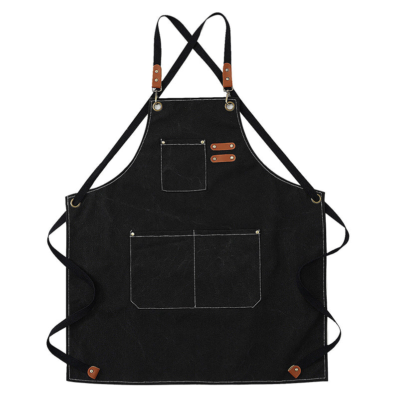 Waxed Canvas Apron for Woodworking Chef Workshop Unisex - Black Brown