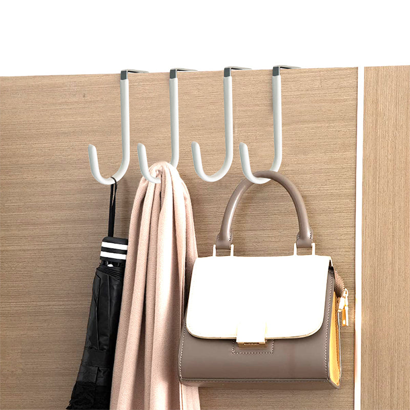 4PCS Over The Door Hooks Rubber Prevent Scratches Stainless Steel Door Hangers