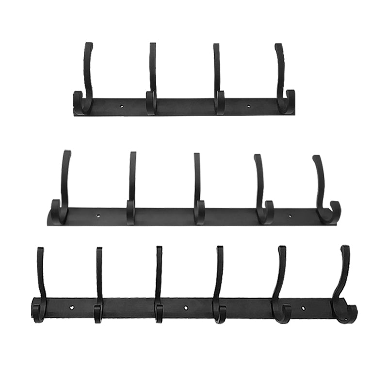 Wall Hanger Hooks Heavy Duty Coat Rack Wall Mounted 5 Hooks - Black