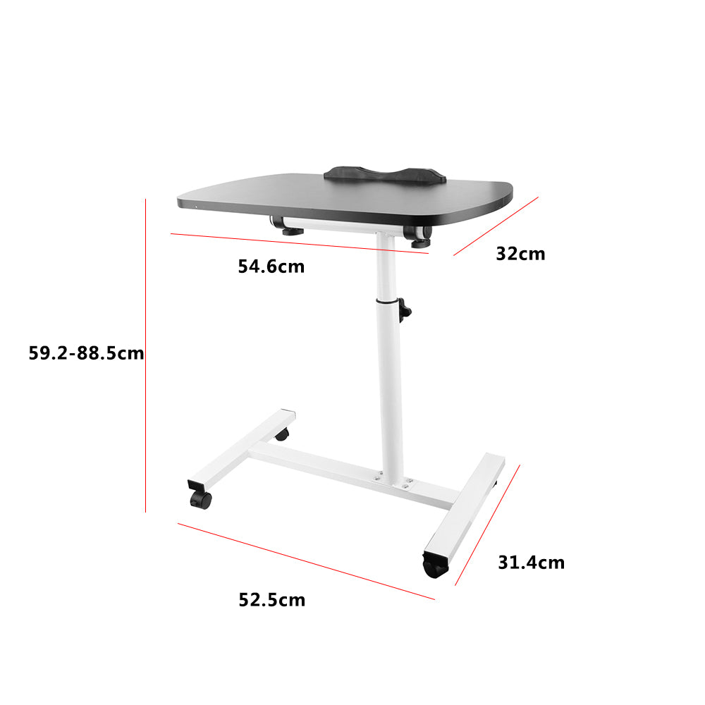 Adjustable Overbed Table Over Hospital Bed Tray with Wheels for Home Use or Medical - White