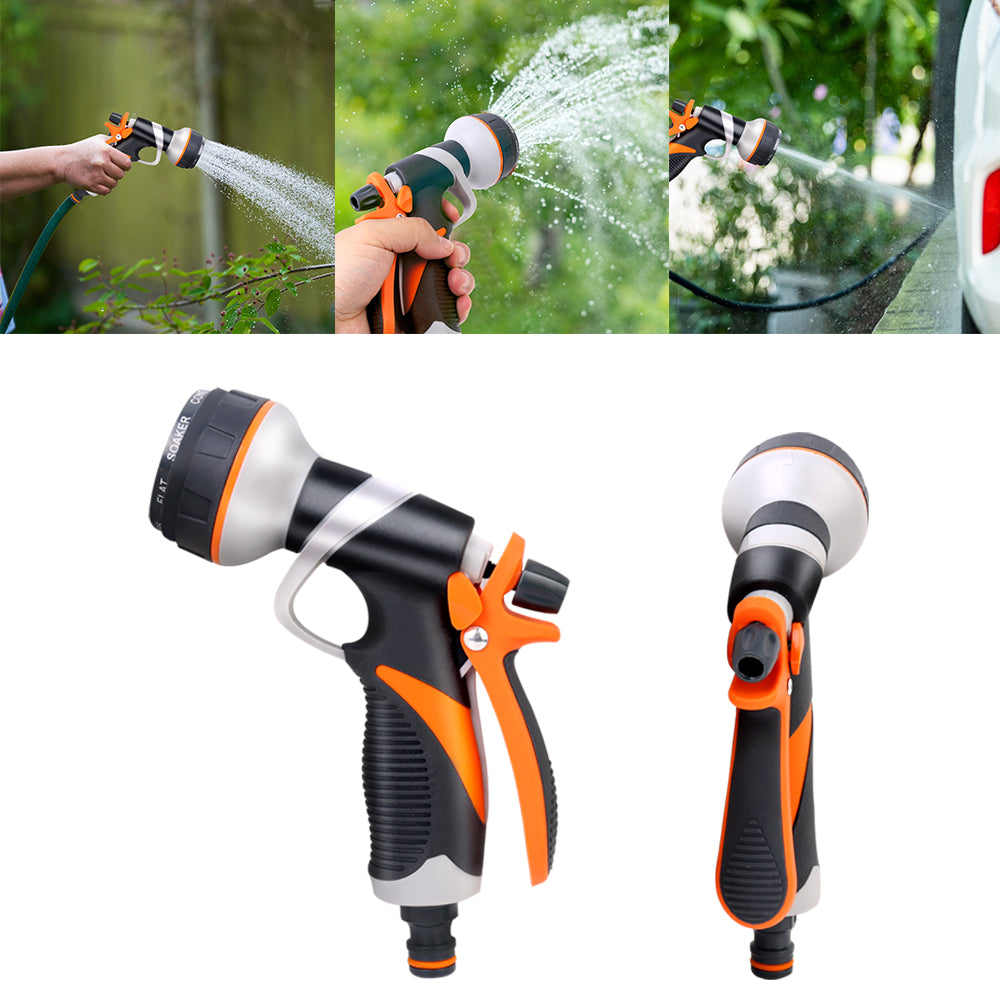 8 Patterns High Pressure Water Spray Gun Garden Hose Nozzle for Lawn Watering and Car Wash