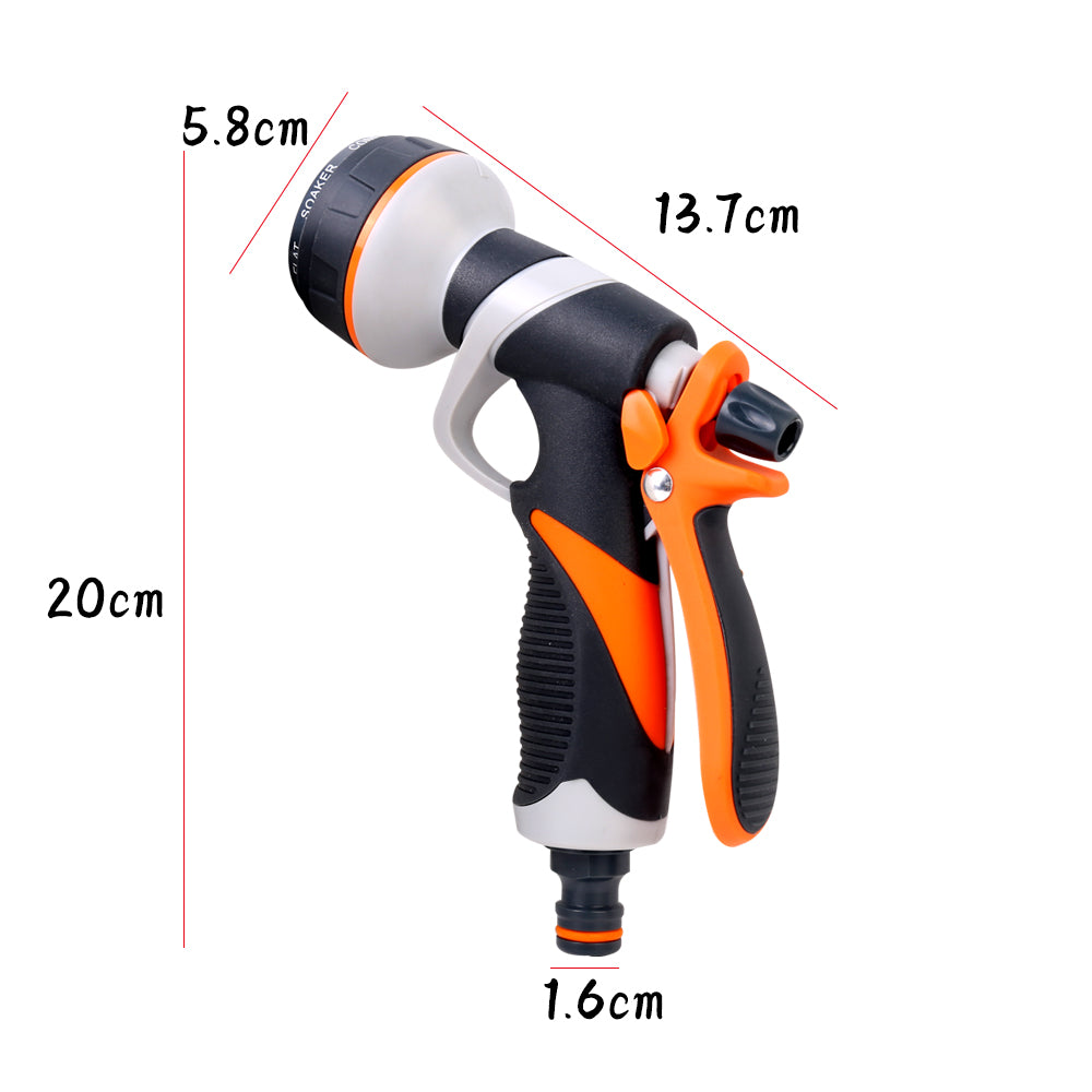 8 Patterns High Pressure Water Spray Gun Garden Hose Nozzle for Lawn Watering and Car Wash