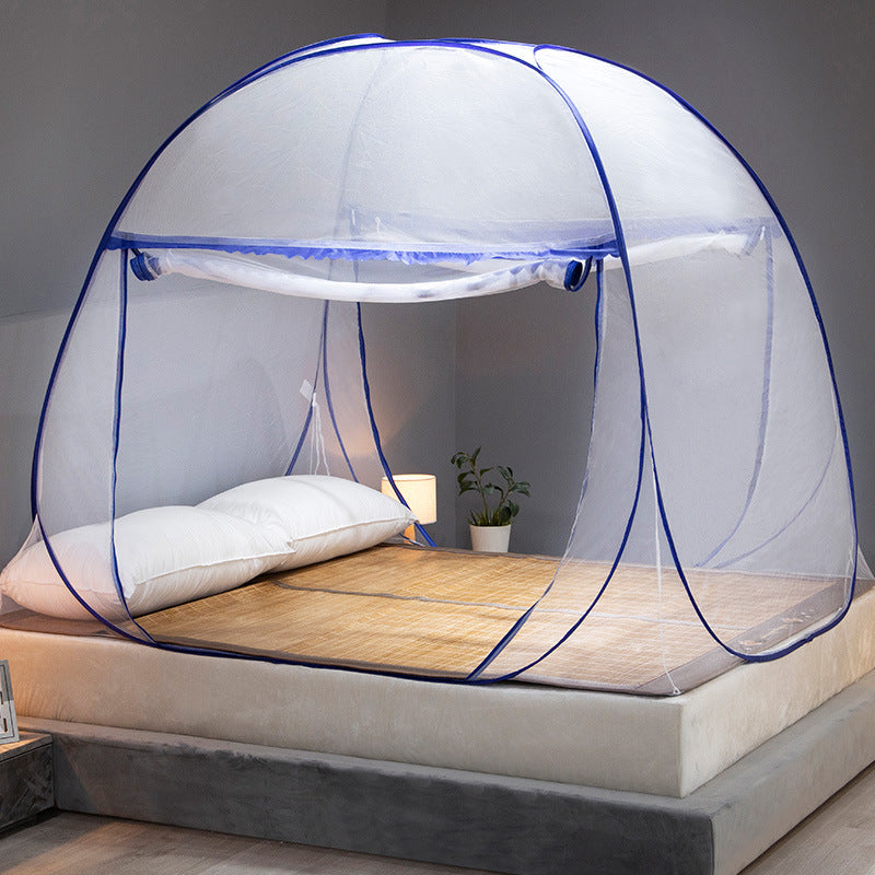 Yurt Mosquito Net Pop-Up Netting Tent Lace Cover with Single Door 100 x 190cm - Coffee or Blue