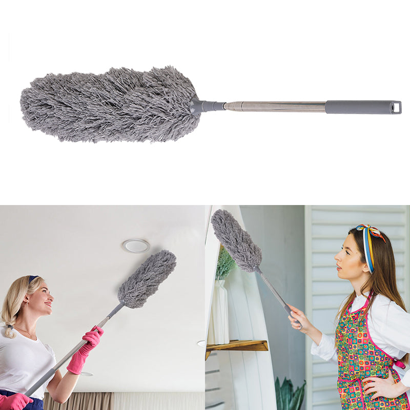 Extendable Microfiber Dusters Feather Duster with Telescoping Extension Pole for Cleaning Ceiling Fan - Grey