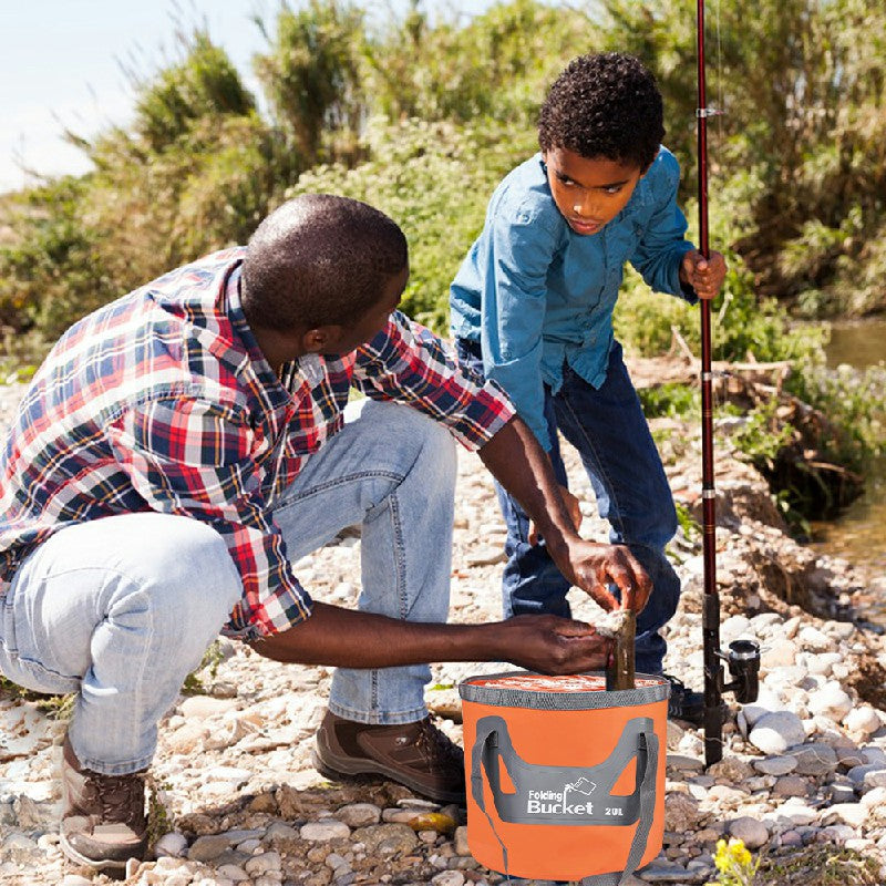 20L Foldable Water Bucket Collapsible Water Storage Container Wash Basin for Outdoor Camping - Orange