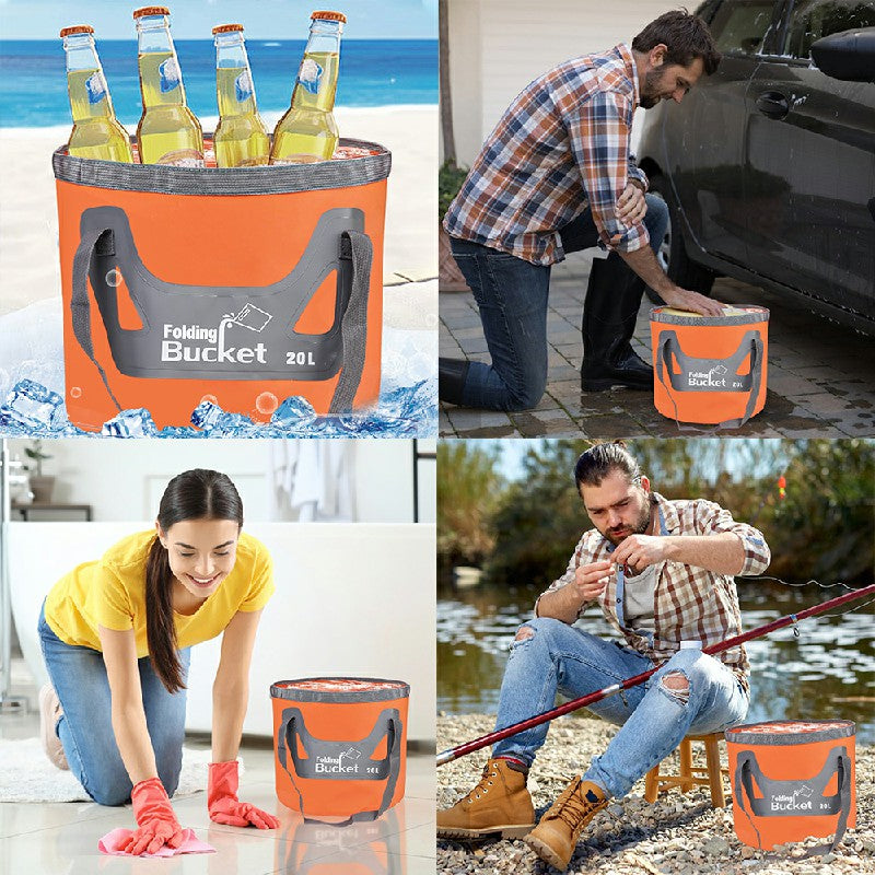 20L Foldable Water Bucket Collapsible Water Storage Container Wash Basin for Outdoor Camping - Orange