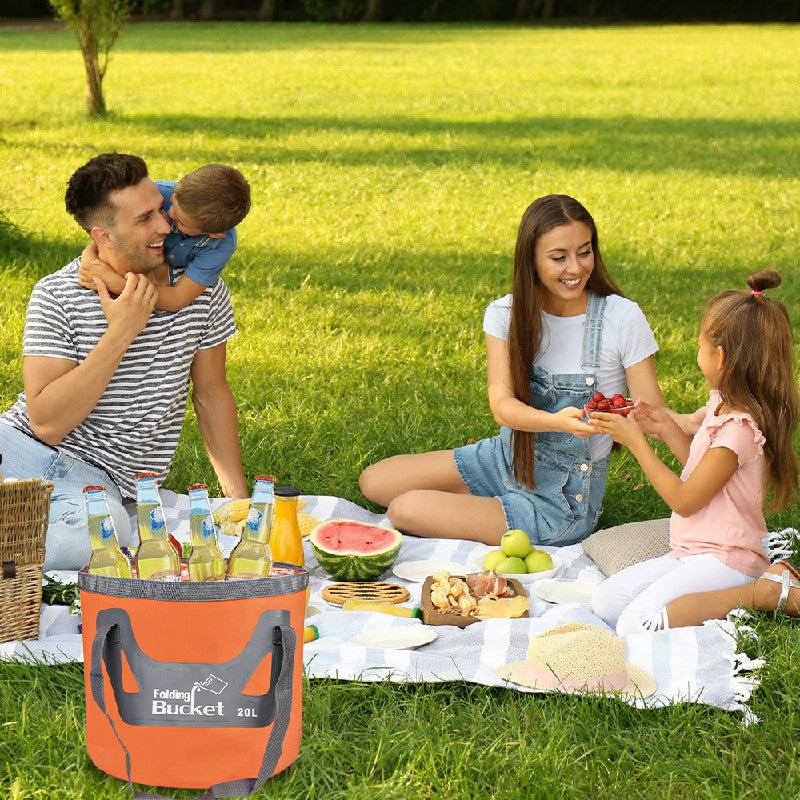 20L Foldable Water Bucket Collapsible Water Storage Container Wash Basin for Outdoor Camping - Orange