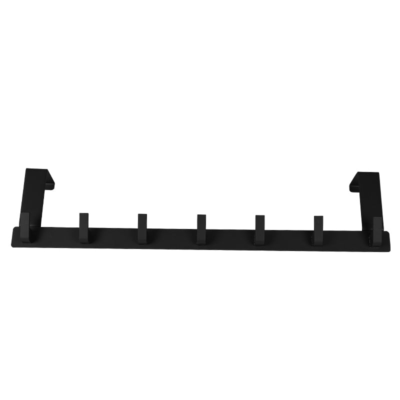 Over Door Hook Hanger Aluminum Alloy Coat Hooks Rack with 7 Hooks - Black Grey