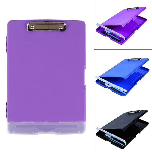 Plastic A4 Clipboard Folder with Storage and Separate Pen Holder Colour Purple Blue Black