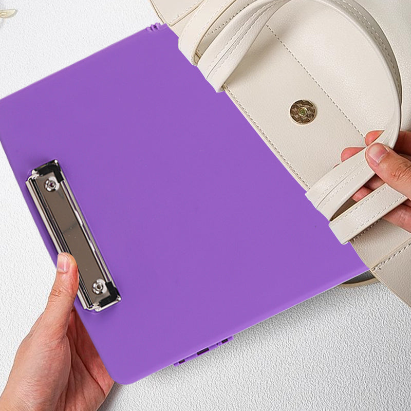 Plastic A4 Clipboard Folder with Storage and Separate Pen Holder Colour Purple Blue Black