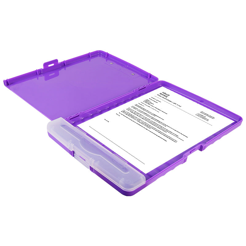 Plastic A4 Clipboard Folder with Storage and Separate Pen Holder Colour Purple Blue Black