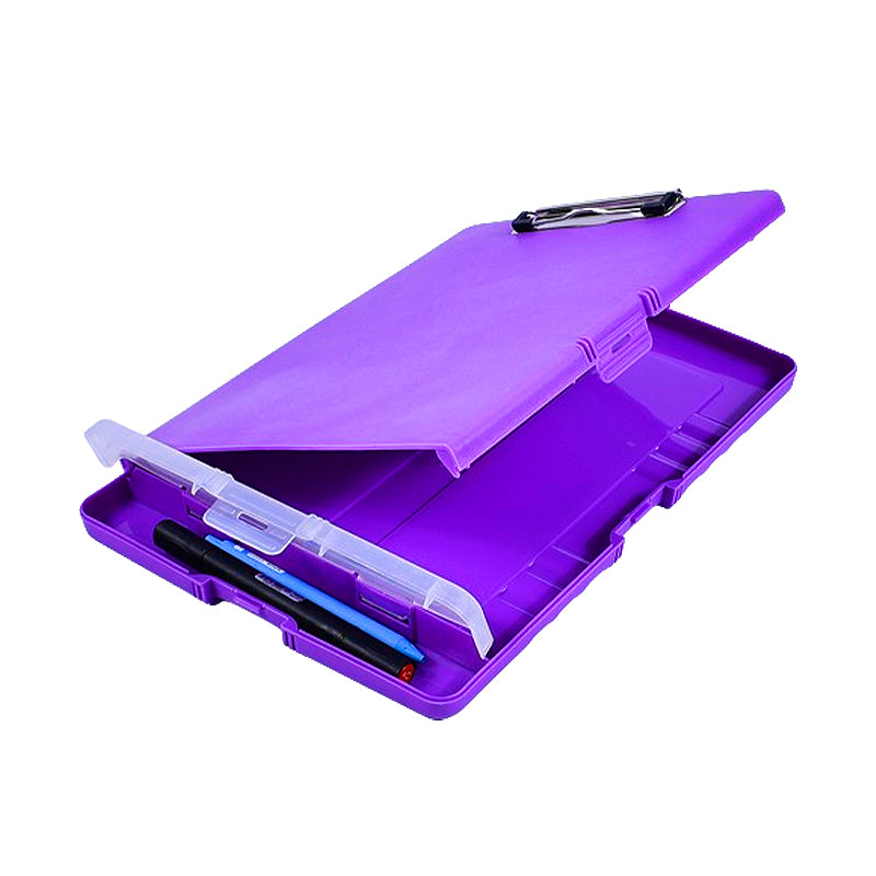 Plastic A4 Clipboard Folder with Storage and Separate Pen Holder Colour Purple Blue Black