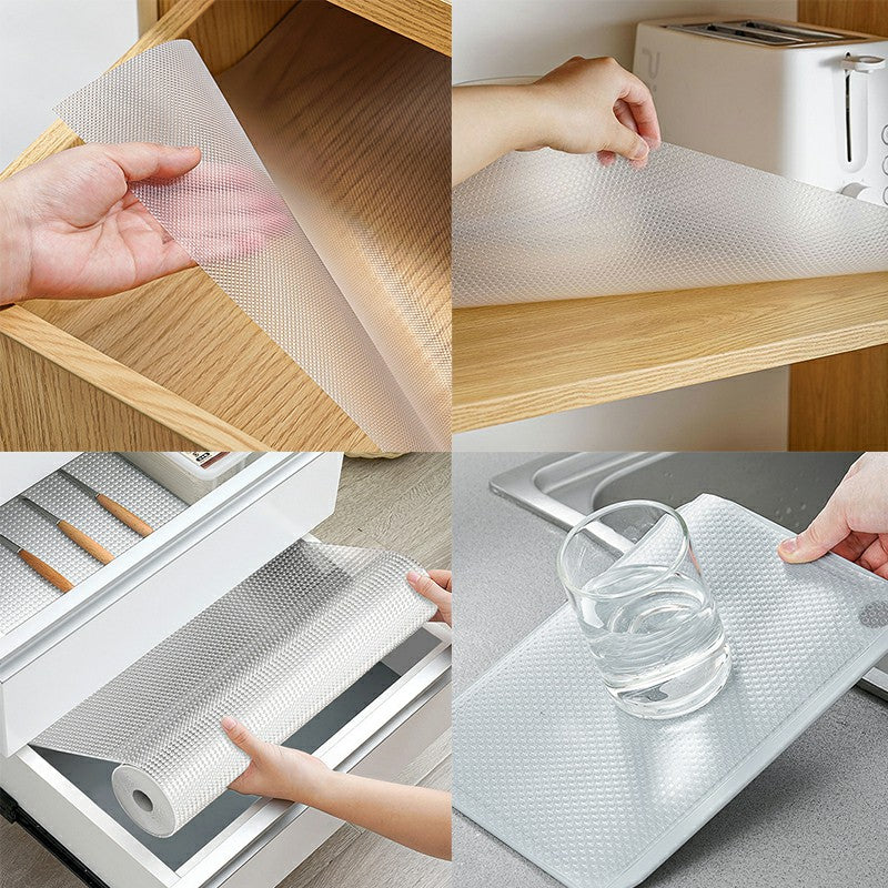 Drawer Liners Cupboard Liners Non Slip Shelf Mat Fridge Liners for Kitchen Cabinets 55 x 500 cm Black Or Transparent