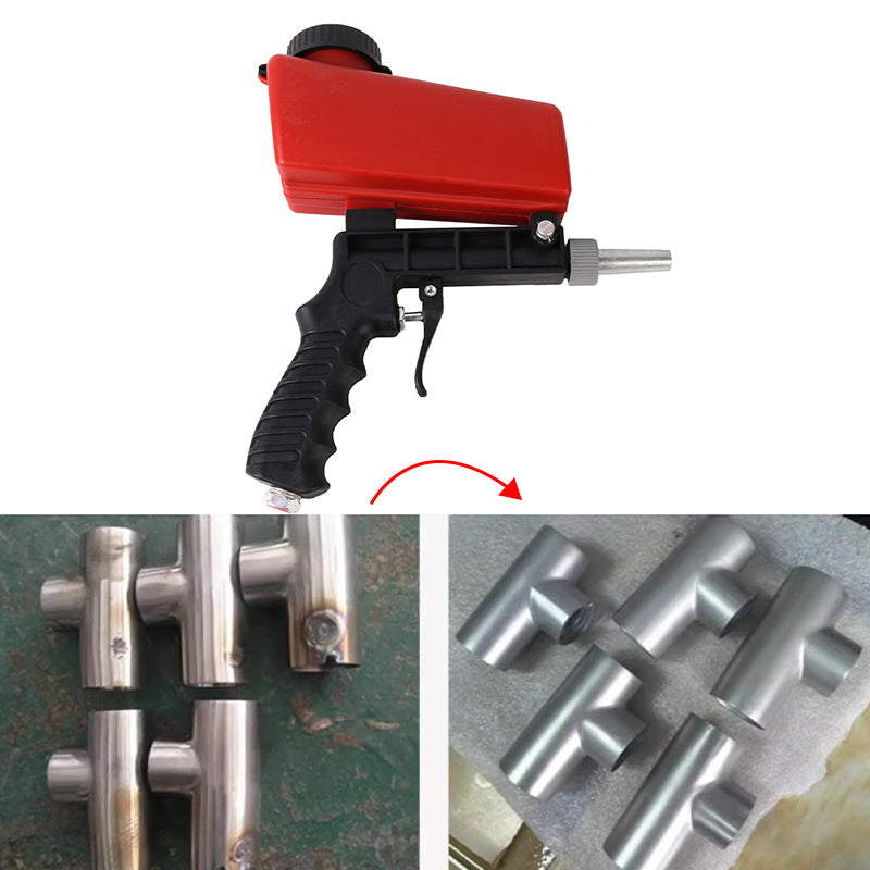 Air Sandblasting Gun Compressor Handheld Sand Blaster Shot for Remove Stains Rust and Clean Surfaces - Black + Red