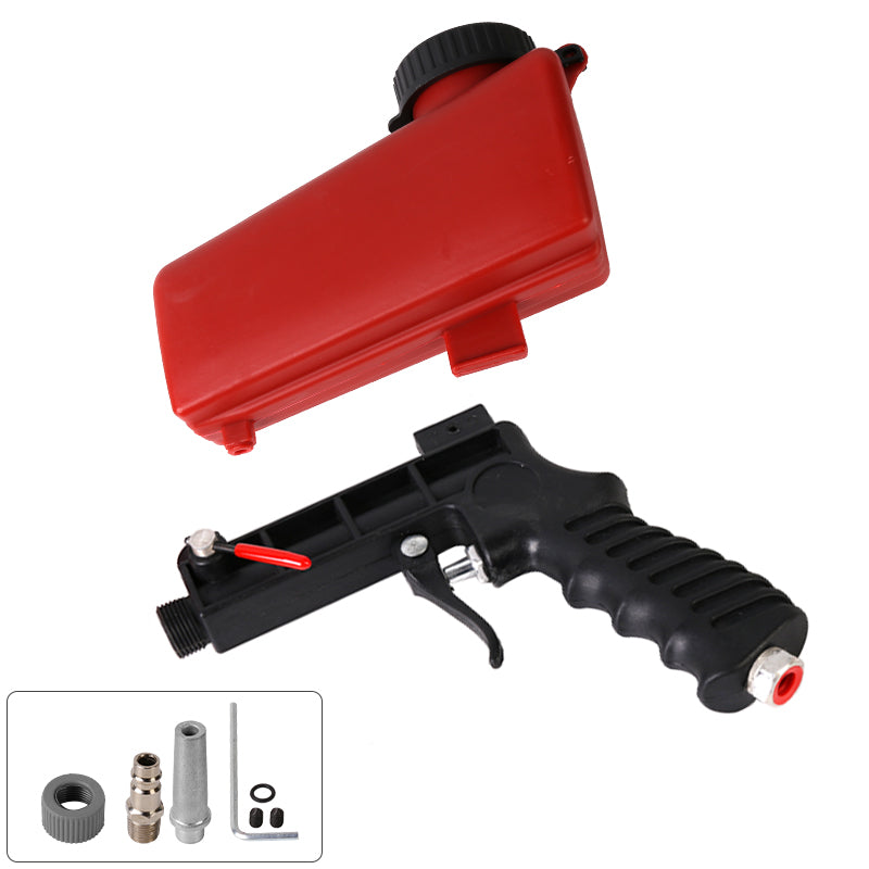 Air Sandblasting Gun Compressor Handheld Sand Blaster Shot for Remove Stains Rust and Clean Surfaces - Black + Red