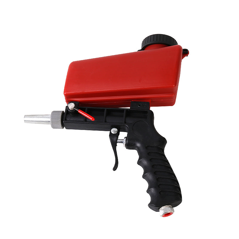 Air Sandblasting Gun Compressor Handheld Sand Blaster Shot for Remove Stains Rust and Clean Surfaces - Black + Red