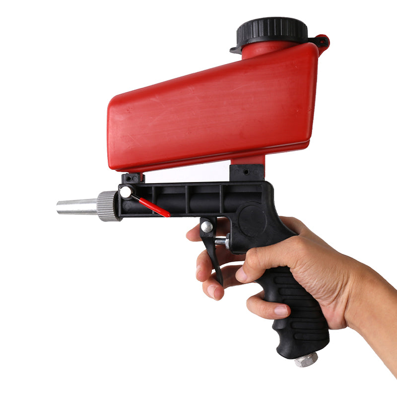 Air Sandblasting Gun Compressor Handheld Sand Blaster Shot for Remove Stains Rust and Clean Surfaces - Black + Red