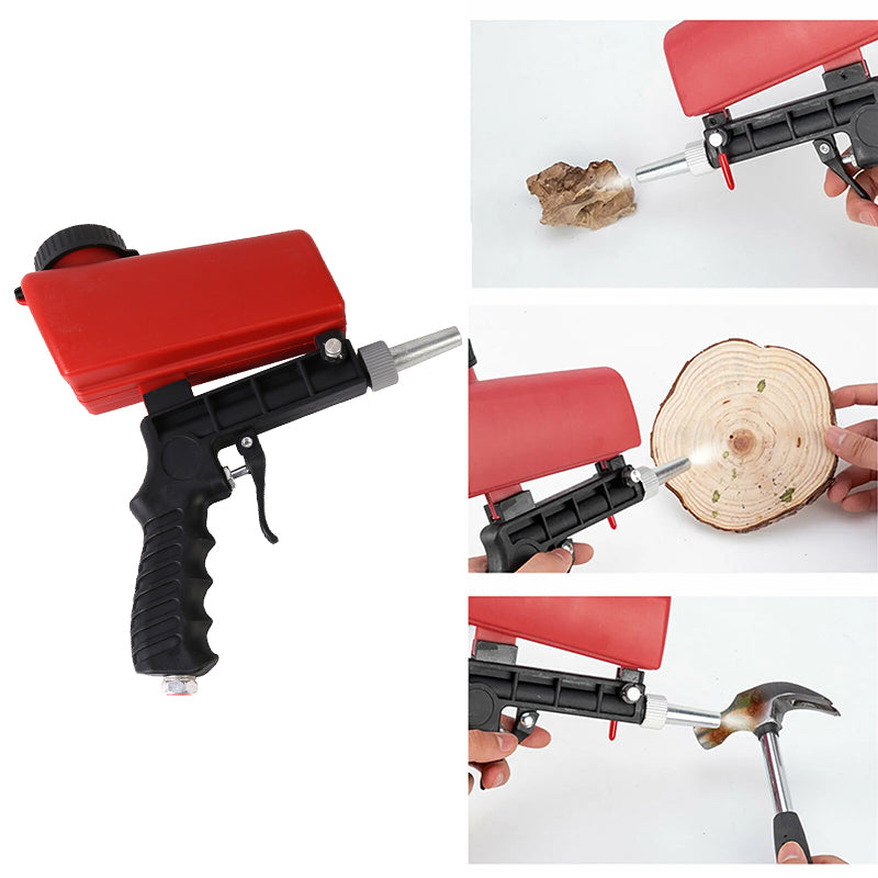 Air Sandblasting Gun Compressor Handheld Sand Blaster Shot for Remove Stains Rust and Clean Surfaces - Black + Red