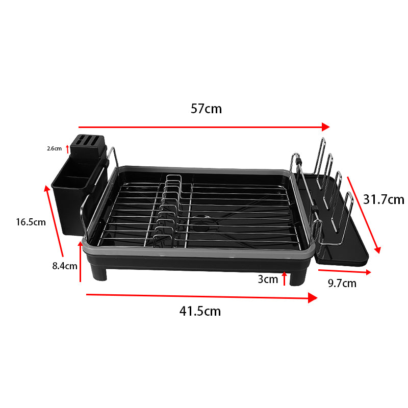 Dish Drying Rack Multifunctional Tableware Drain Rack Stainless Steel Dish Drainers for Kitchen Counter - Black