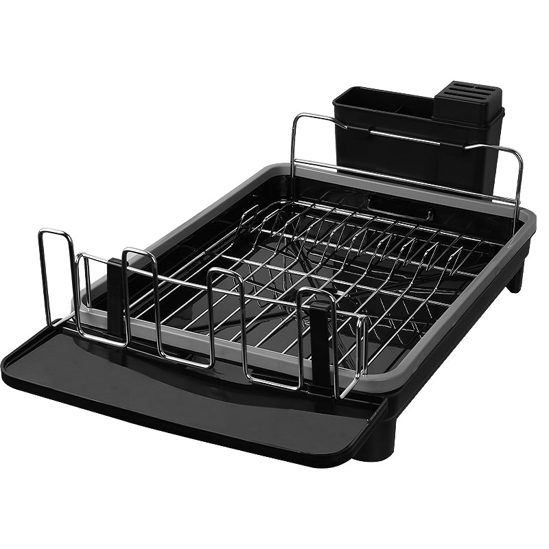 Dish Drying Rack Multifunctional Tableware Drain Rack Stainless Steel Dish Drainers for Kitchen Counter - Black