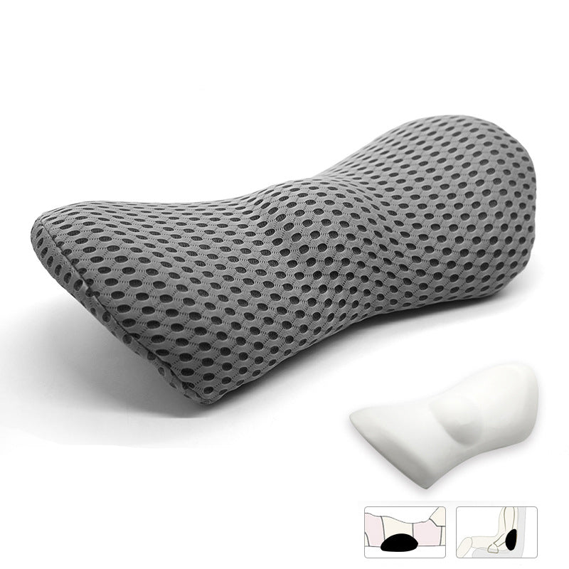 Car Lumbar Support Memory Pillow Chair Cushion for Sleep and Lower Back Relief Pain Black Grey