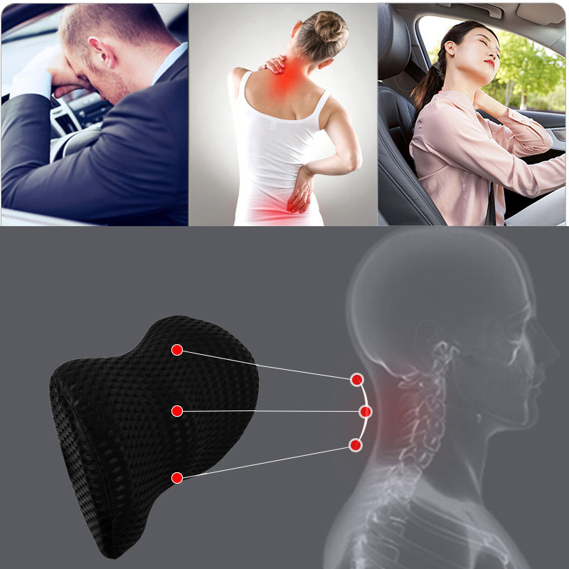 Car Lumbar Support Memory Pillow Chair Cushion for Sleep and Lower Back Relief Pain Black Grey