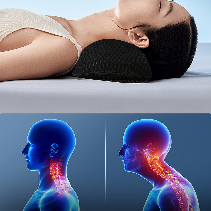 Car Lumbar Support Memory Pillow Chair Cushion for Sleep and Lower Back Relief Pain Black Grey