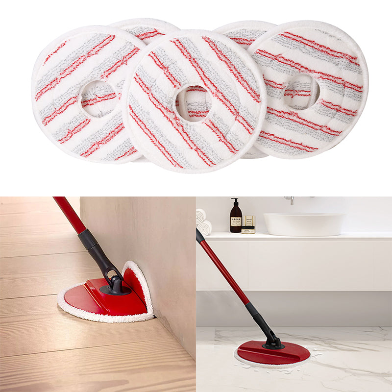 5 pcs Reusable Mop Heads Microfibre Refill Washable Mop Head Replacement for Vileda Spin - Red