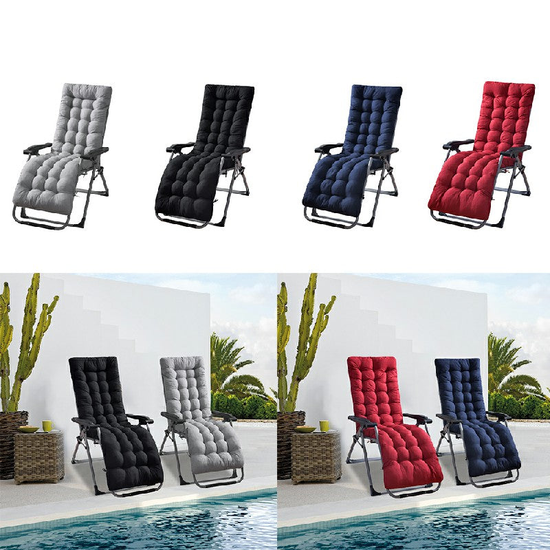 Sun Lounger Cushion Bench Chair Garden Sunbed Recliner Replacement Anti Slip Cushion - Black/Grey/Navy/Red