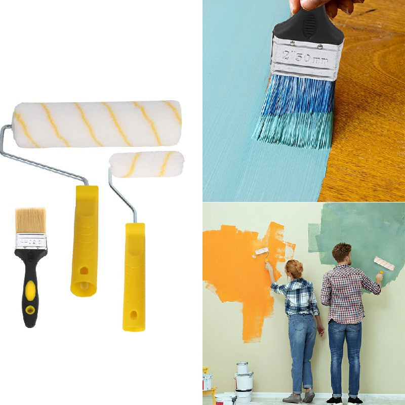 Paint Roller Set Decorating Painting Tool Rollers Brush Kit with Soft Sleeves Replacement and Tray