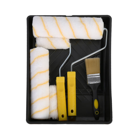 Paint Roller Set Decorating Painting Tool Rollers Brush Kit with Soft Sleeves Replacement and Tray