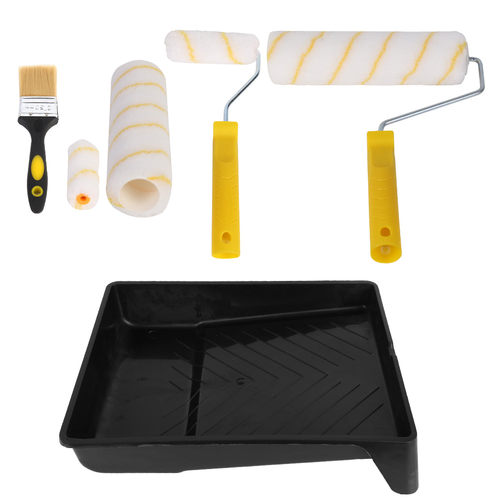 Paint Roller Set Decorating Painting Tool Rollers Brush Kit with Soft Sleeves Replacement and Tray