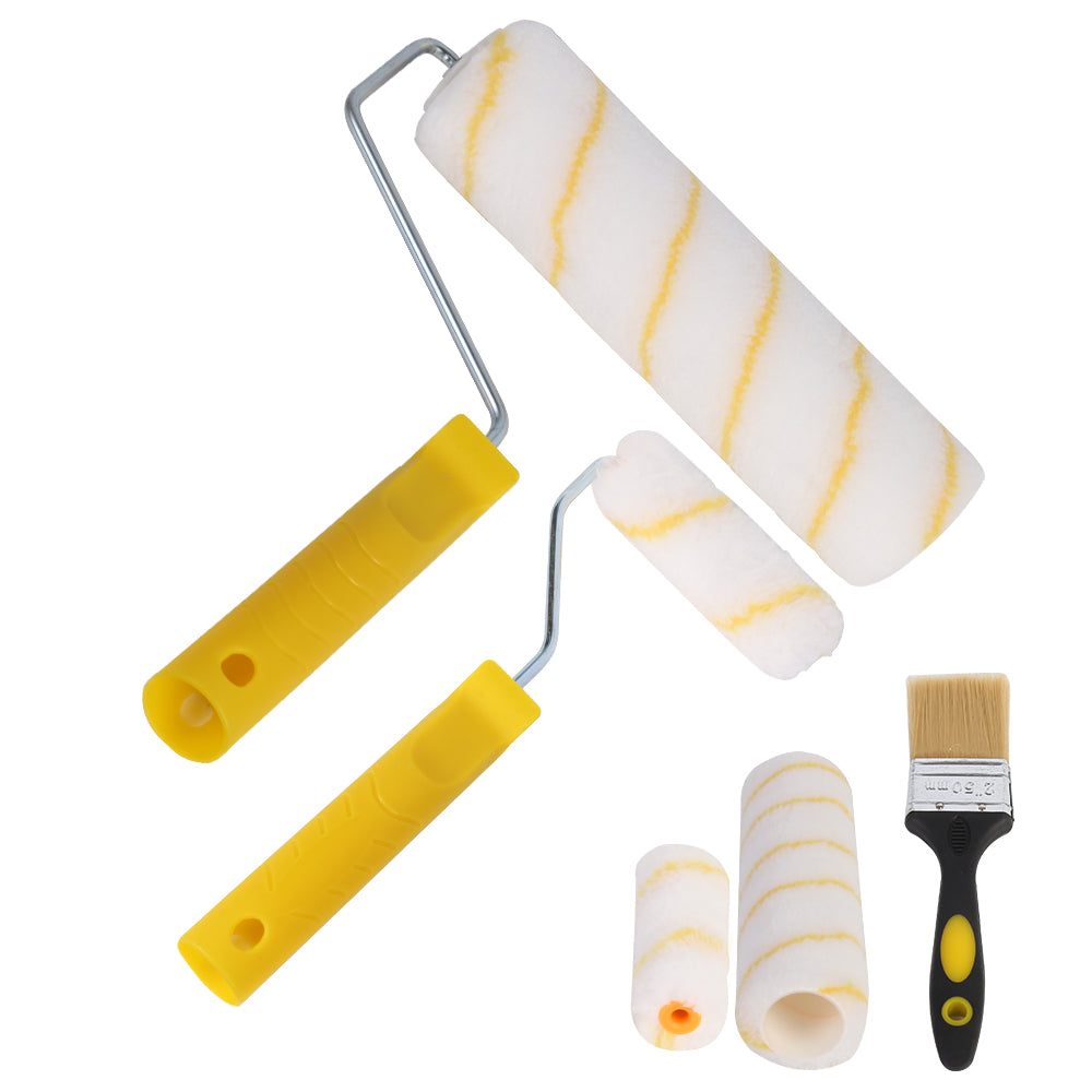 Paint Roller Set Decorating Painting Tool Rollers Brush Kit with Soft Sleeves Replacement and Tray