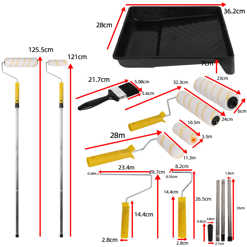 Paint Roller Set Paint Rollers with Extension Pole Tray Paint Brush Roller Sleeves for Painting Wall Ceiling