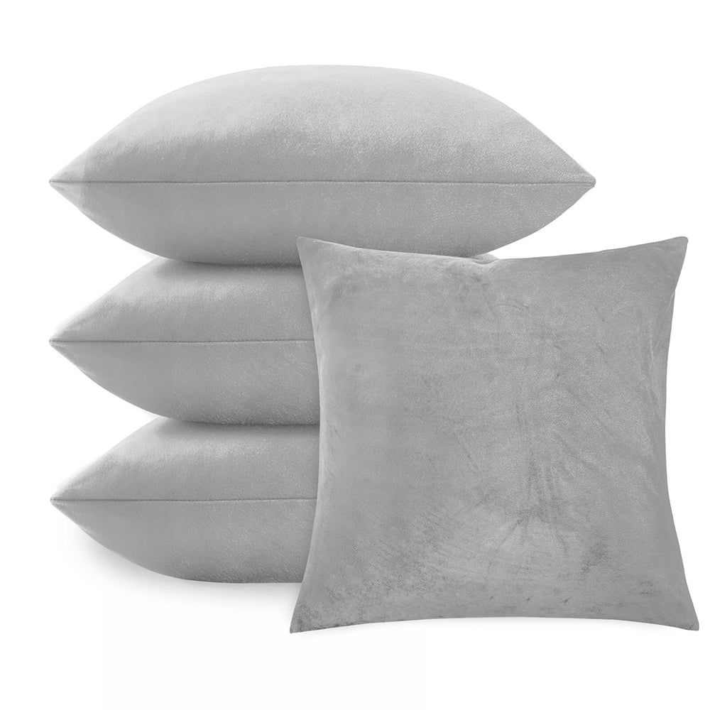 4 Pack Velvet Cushion Cover Square Pillow Decor Bed Sofa Cushion Cover 45x45cm dark grey/light grey/silver