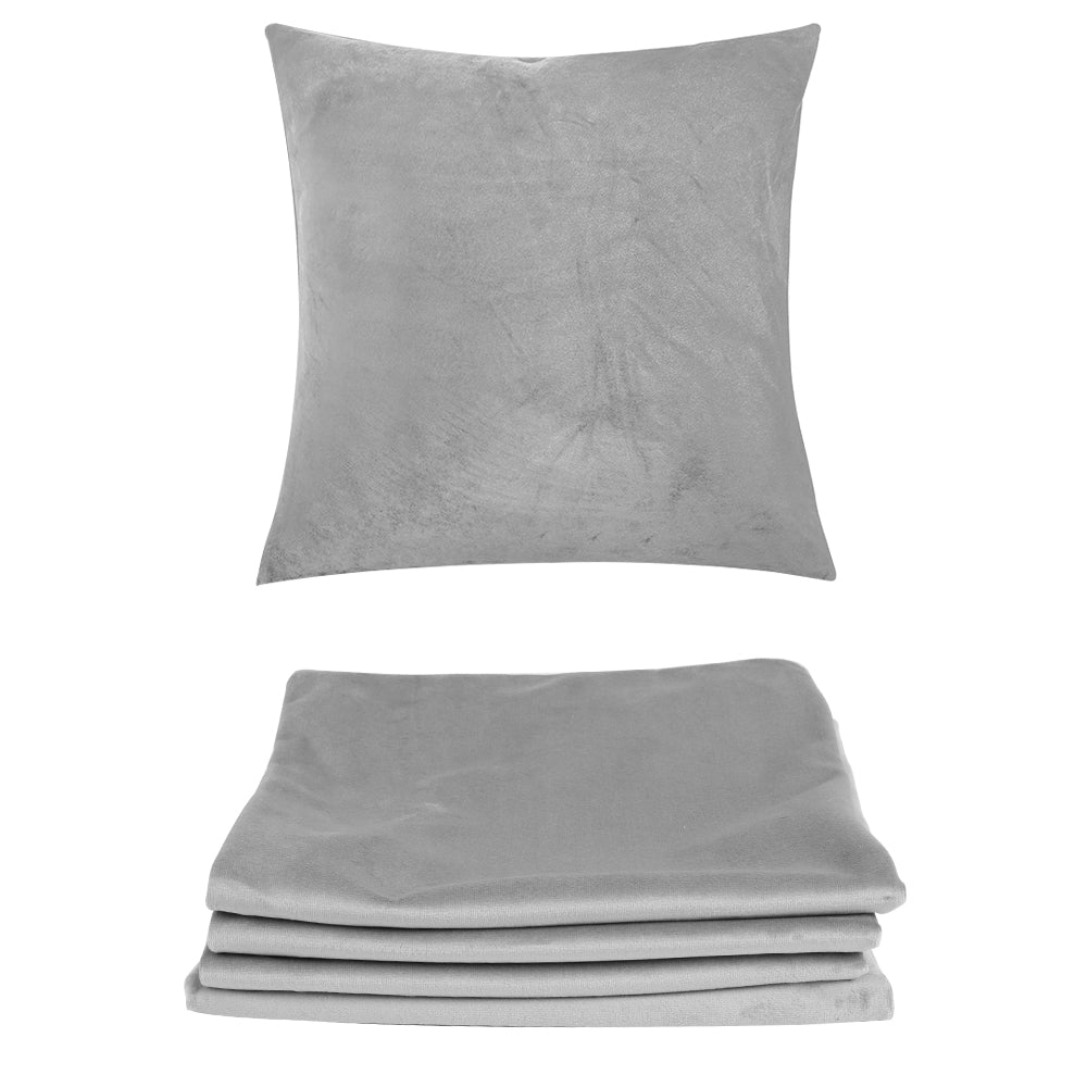 4 Pack Velvet Cushion Cover Square Pillow Decor Bed Sofa Cushion Cover 45x45cm dark grey/light grey/silver