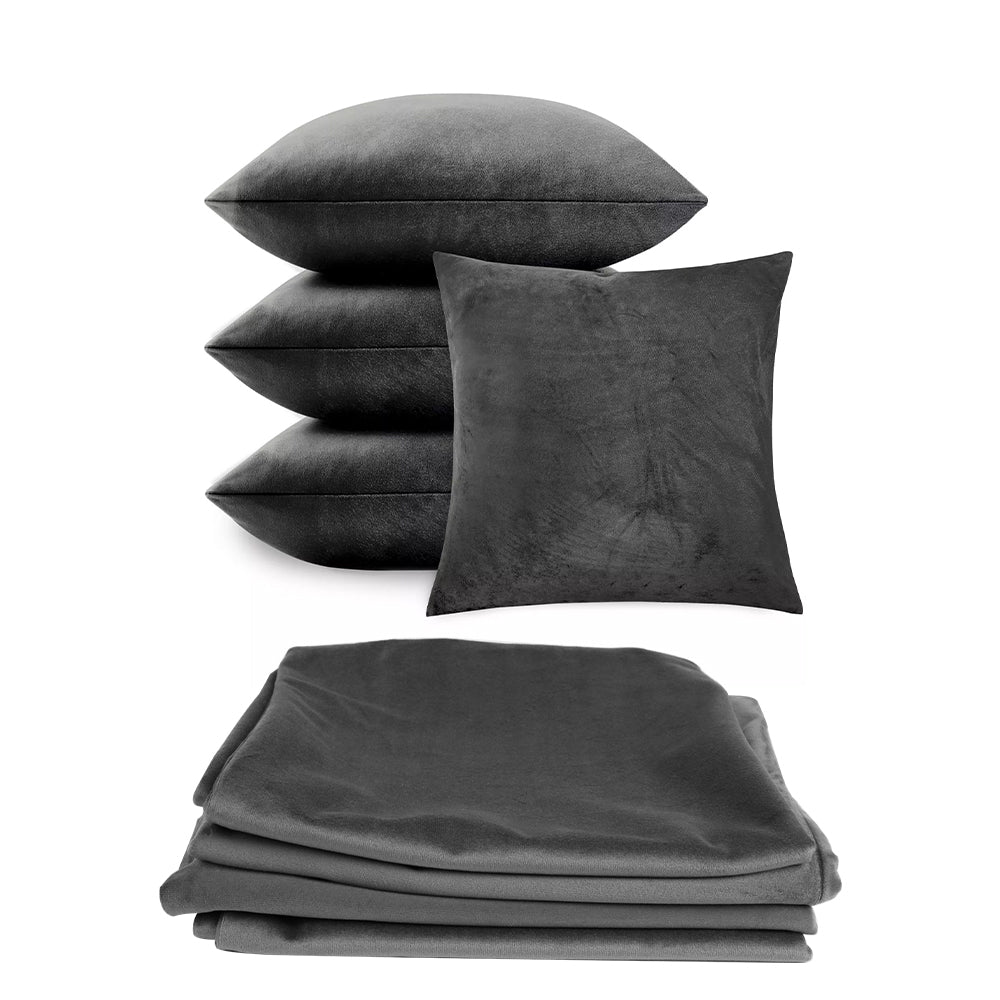 4 Pack Velvet Cushion Cover Square Pillow Decor Bed Sofa Cushion Cover 45x45cm dark grey/light grey/silver