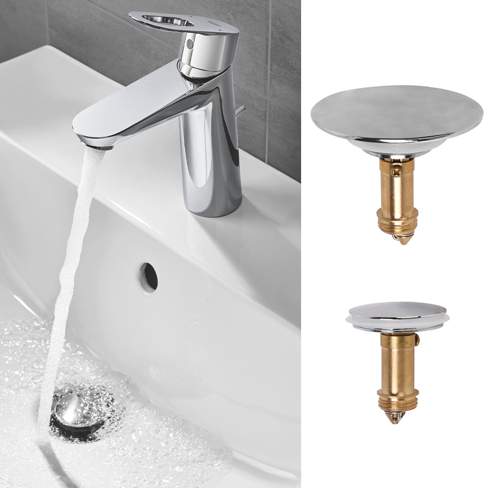 Pop Up Basin Sink Push Button Bathroom Push Drain Stopper Plugs Click Clack Plug Bolt - 38mm